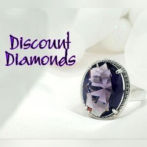 925 Sterling Silver Oval Cut Violet Sapphire